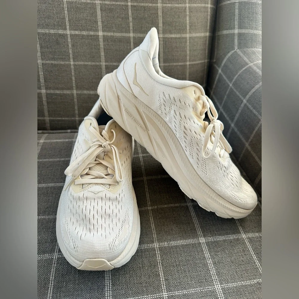 Hoka Cream/Beige Clifton 8 Running Shoes Mens Size 8D - Picture 2 of 12
